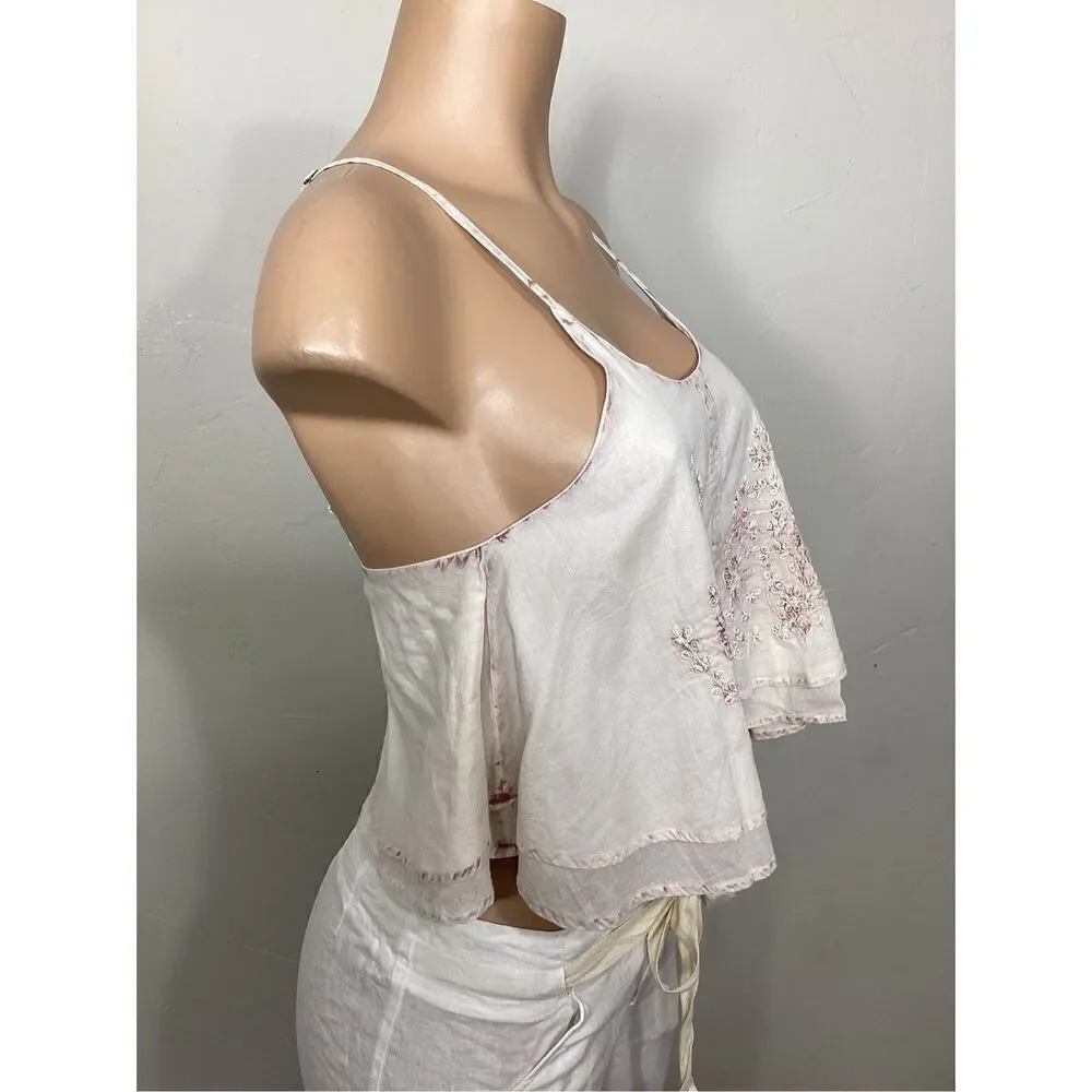 New. RAGA boho ivory/pink embroidered crop top. Small. Retails $109 - Picture 3 of 8